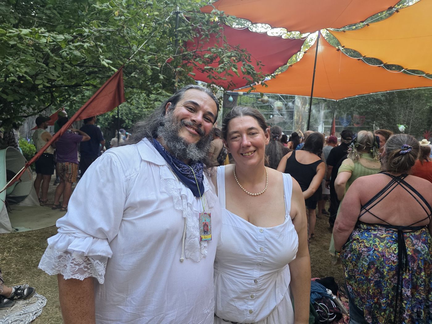 Under the festival canopy