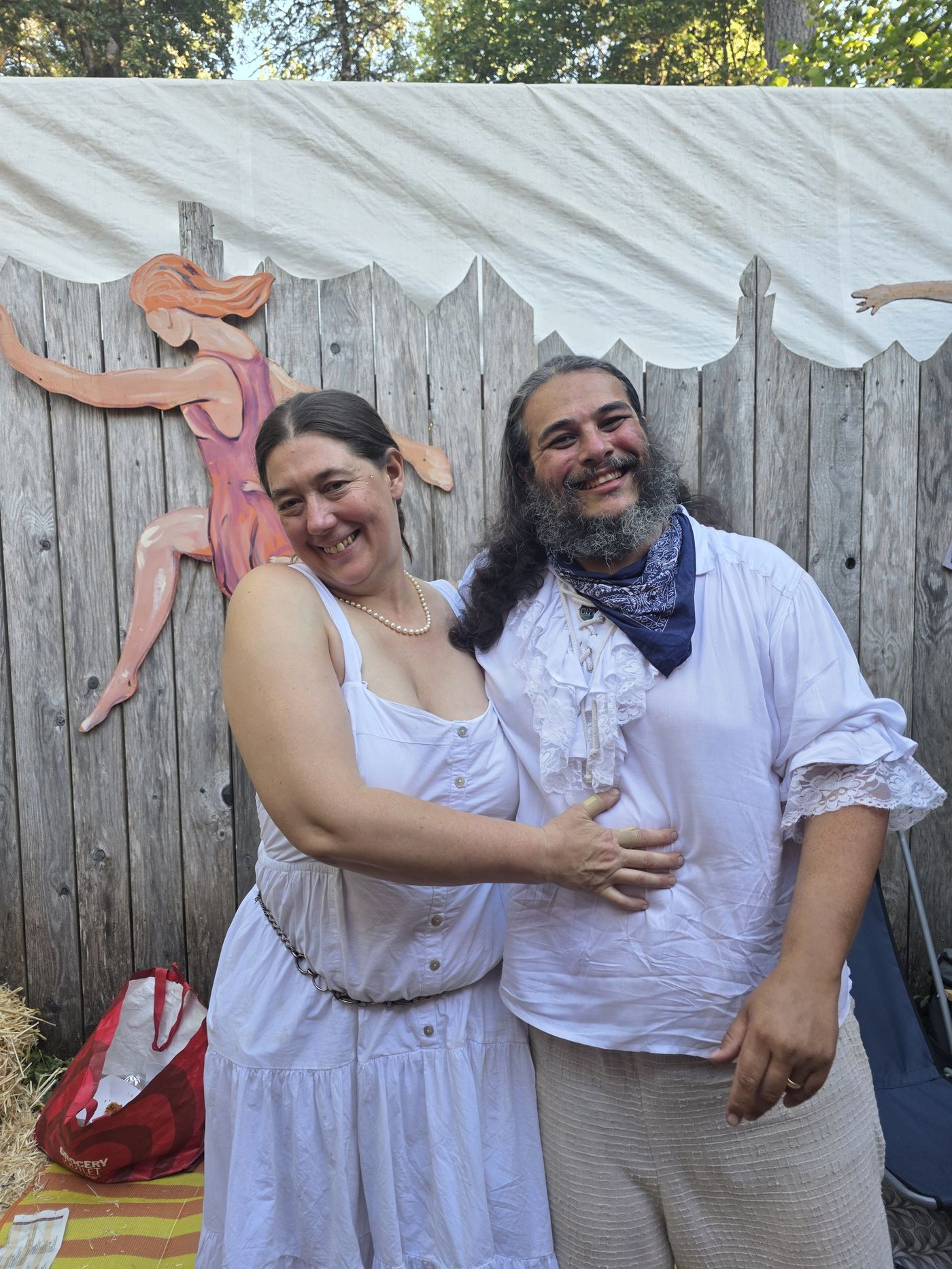 By the wooden fence