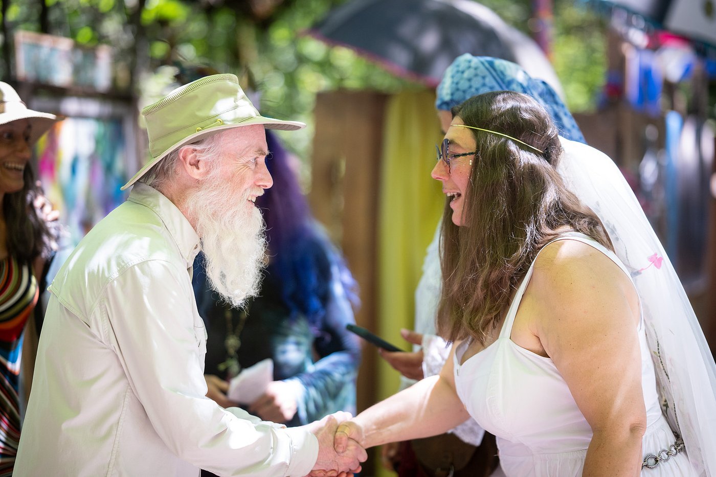 Michelle greeting a friend after the ceremony