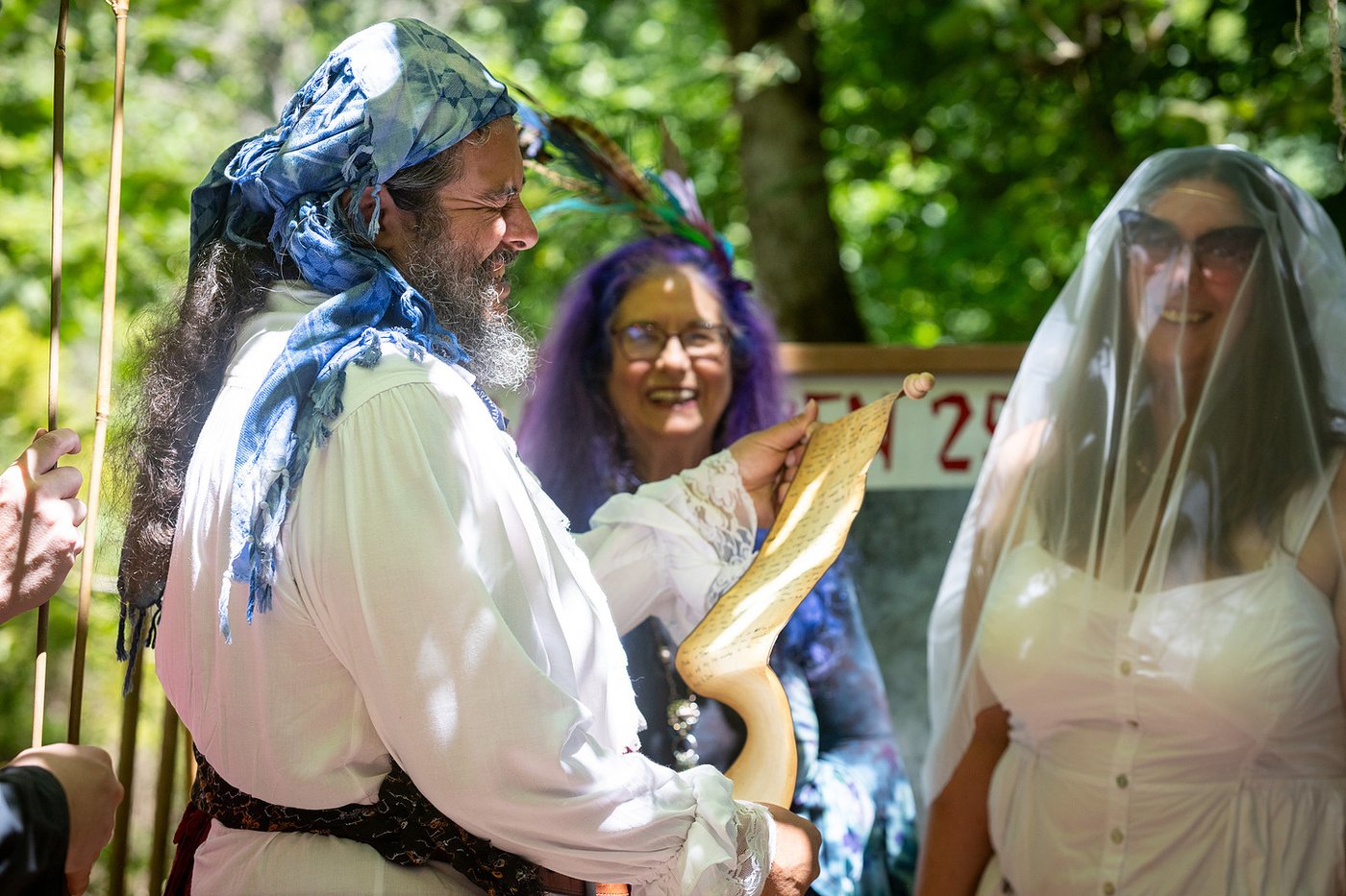The marriage scroll and two big grins